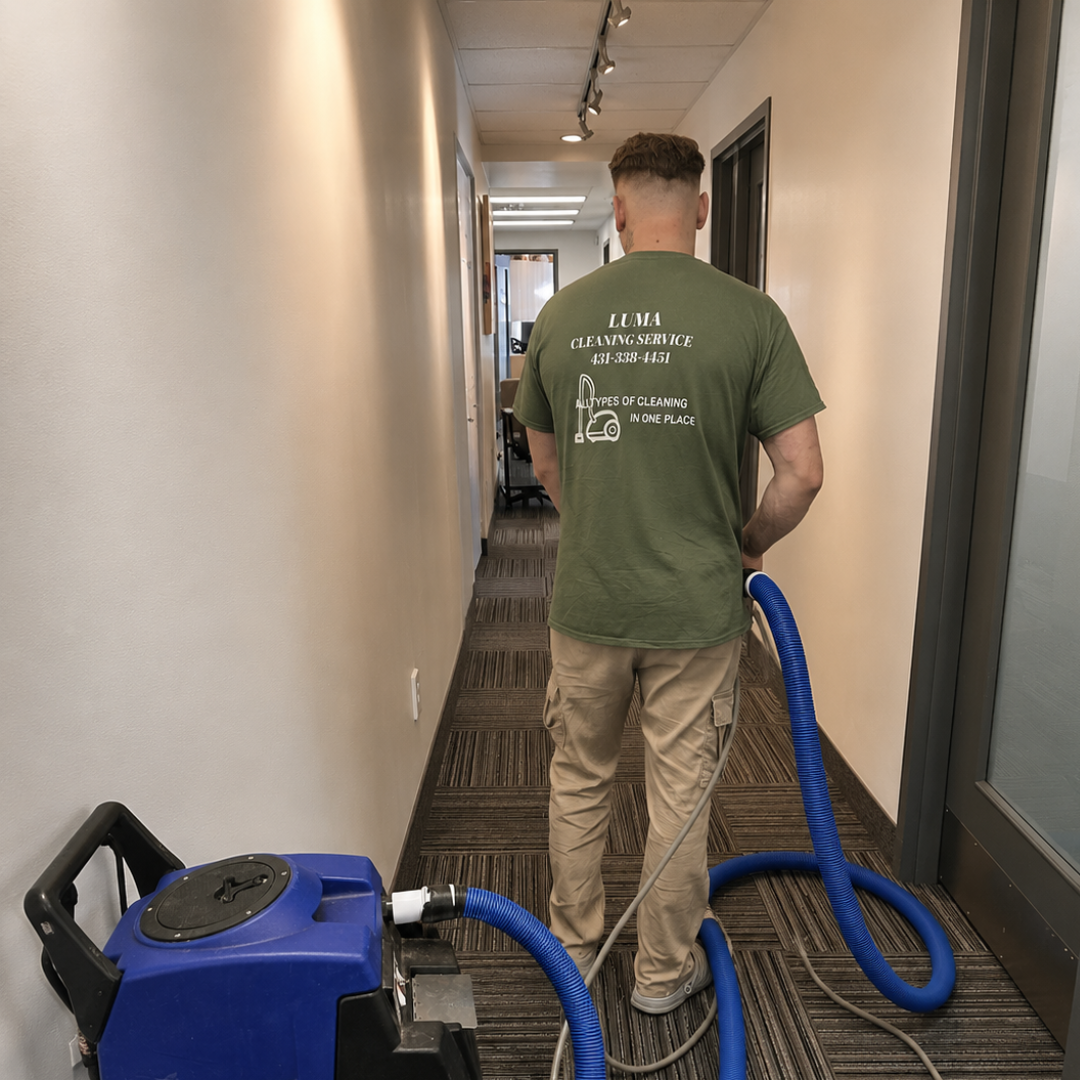 Professional carpet cleaning with extraction equipment in Winnipeg