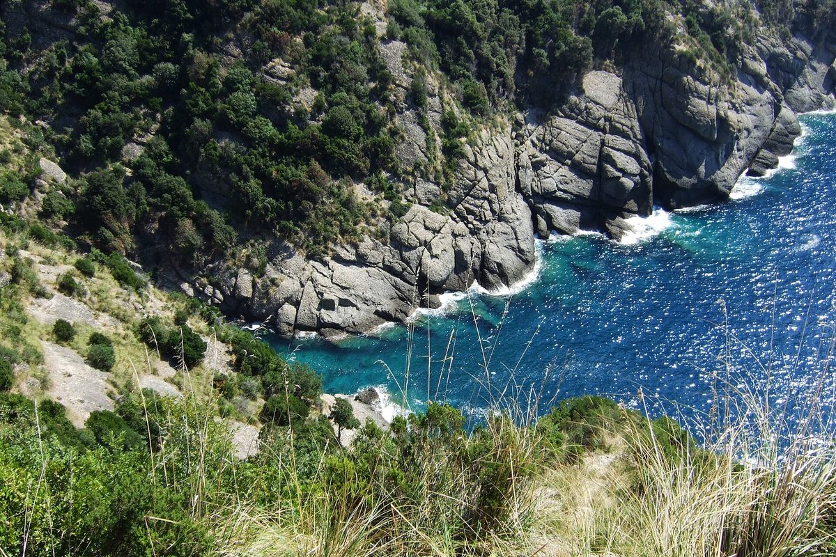 Sentiero nel Parco di Portofino a picco sul mare