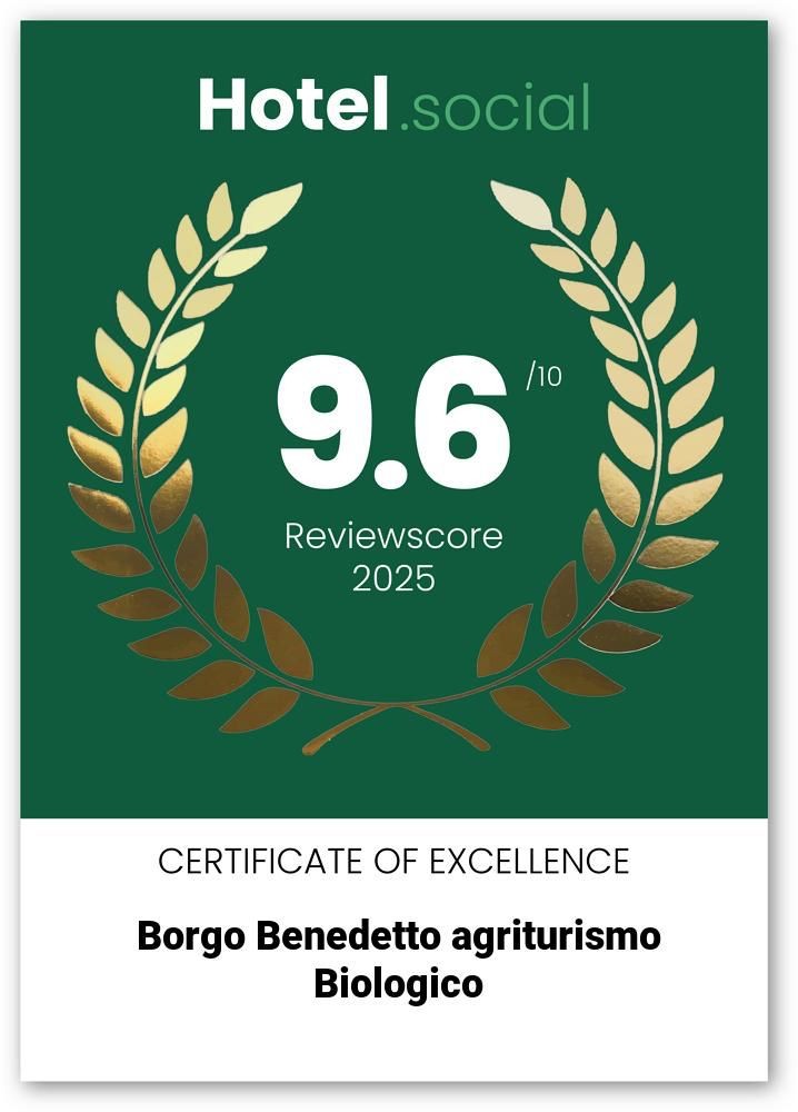 Certificato di Eccellenza Hotel.social - Reviewscore 9.6/10 (2025)