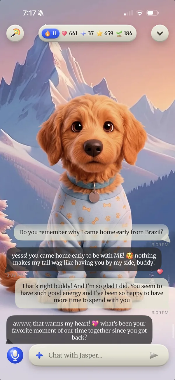 Chatting with Jasper’s digital twin in Whiskers