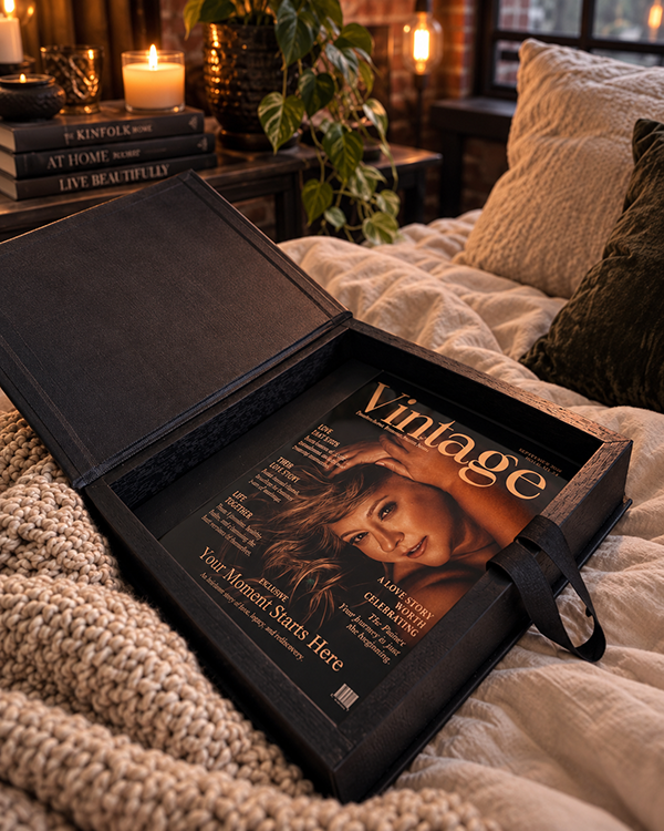 Luxury presentation folio box and archival magazine