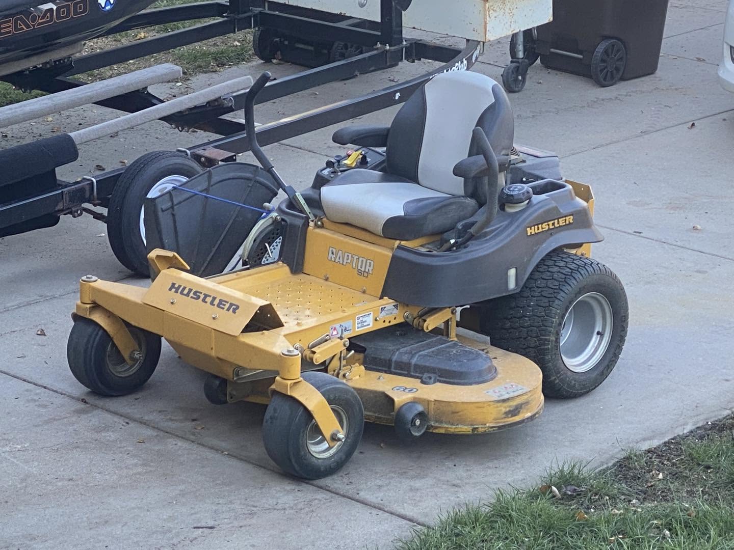 Zero-turn mower ready for repair service