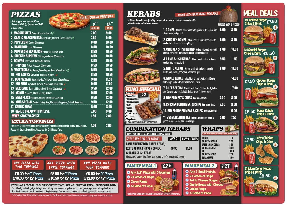 Close up of 130 GSM gloss printed menu stock