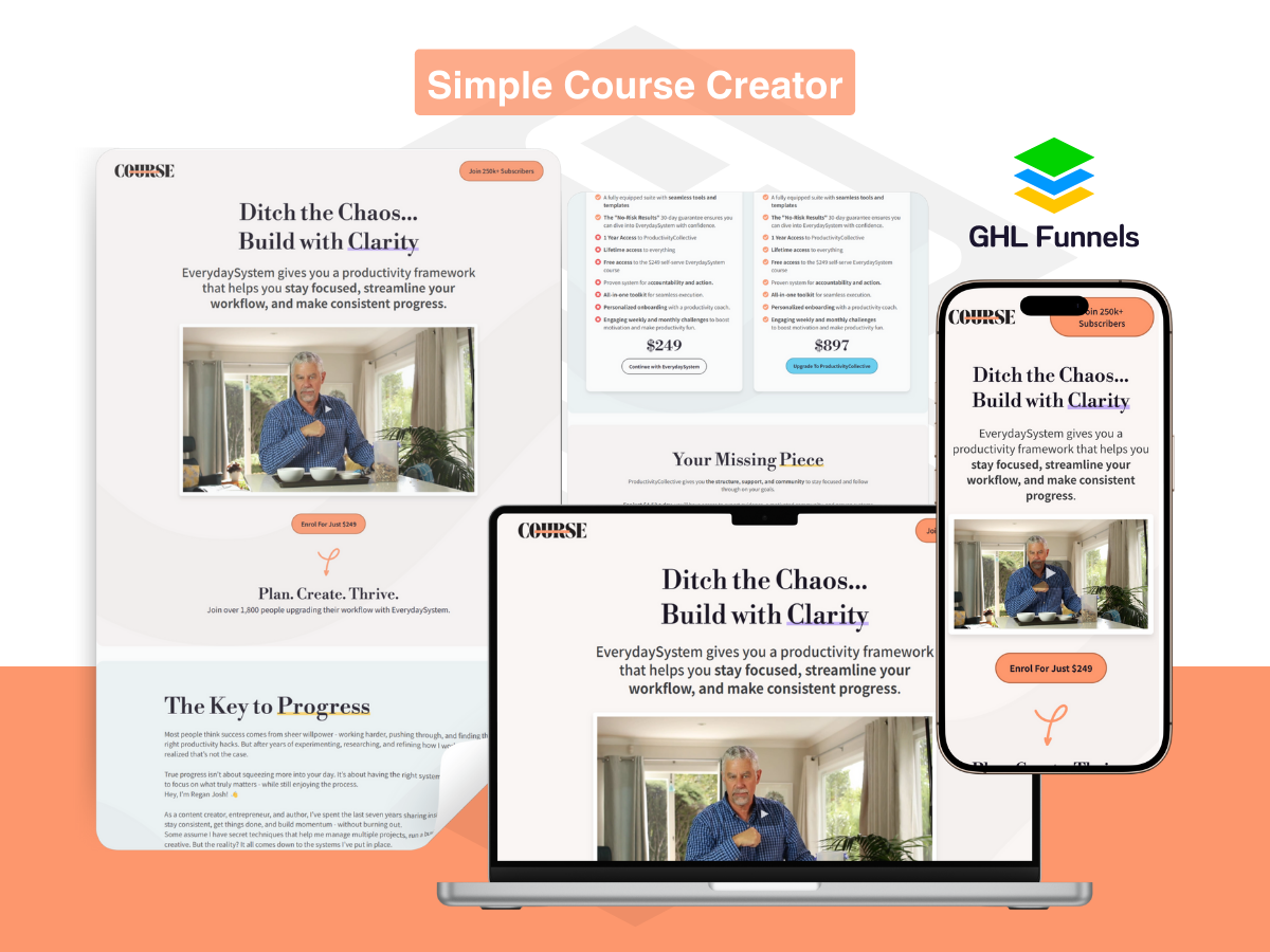Simple Course Creator Funnel - GoHighLevel Funnel Templates