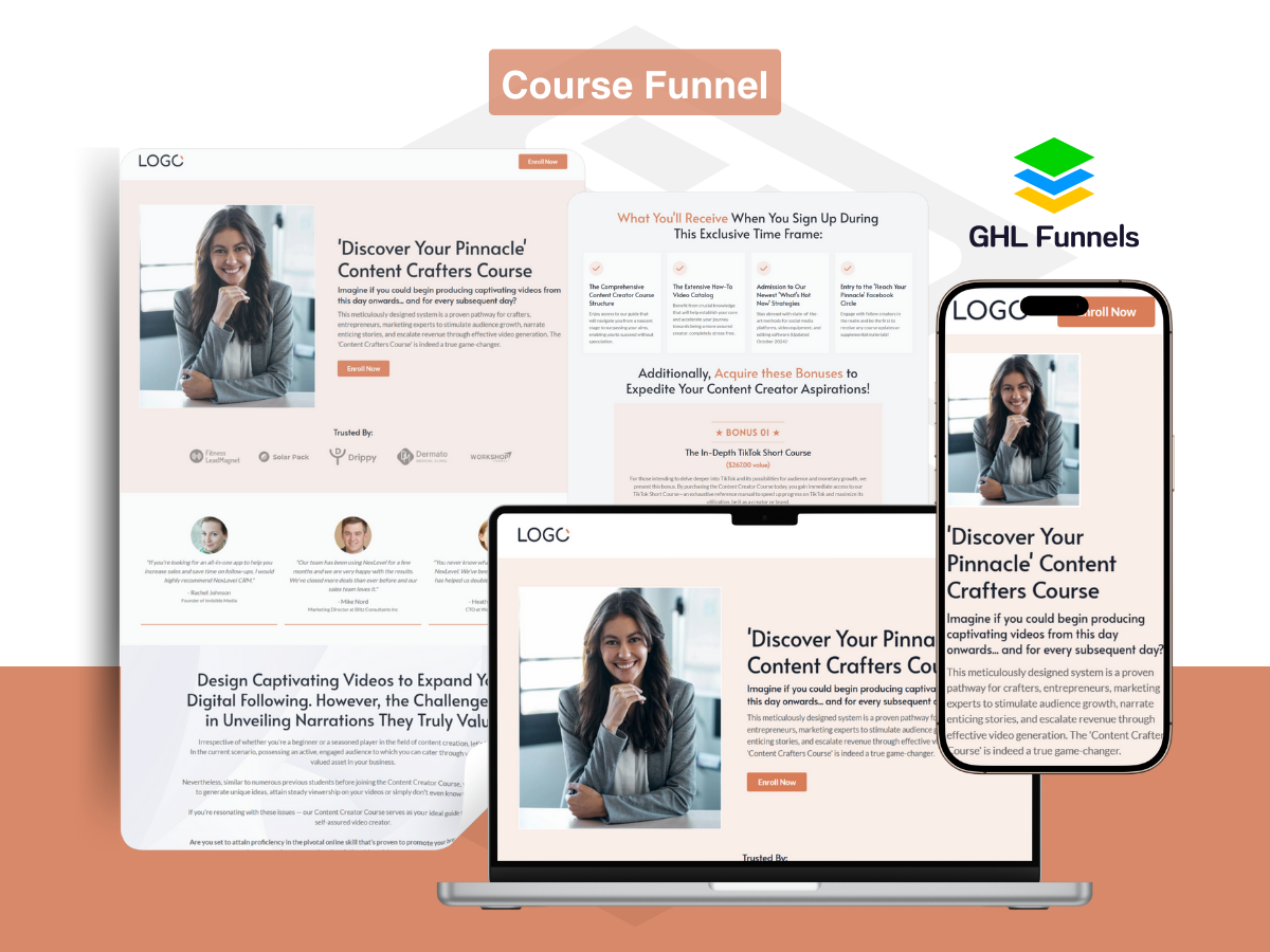 Course Funnel - GoHighLevel Funnel Templates