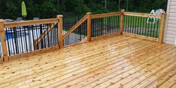 Custom wood deck built for backyard outdoor entertaining in Ottawa
