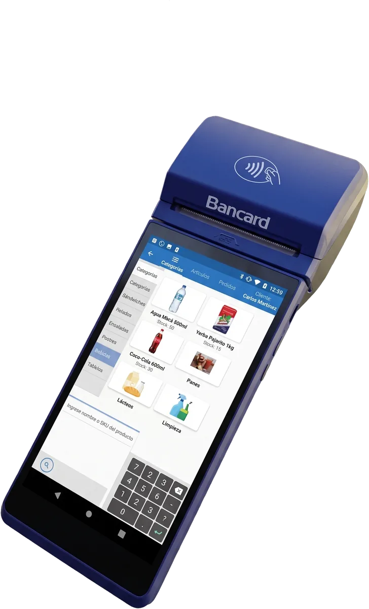 POS de Bancard con el sistema HIOPOS funcionando en pantalla