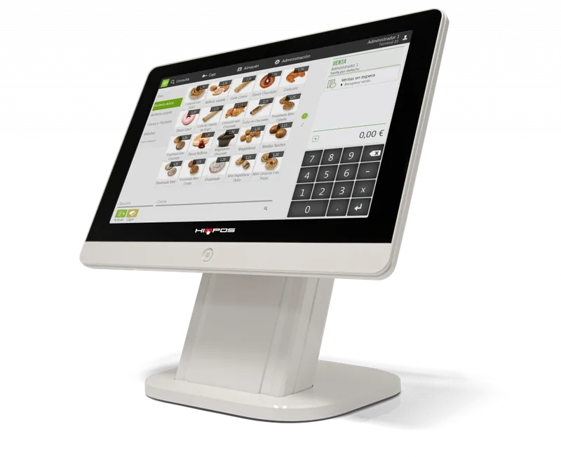 Pantalla de cobro de HIOPOS con los productos ya cargados y el teclado numérico