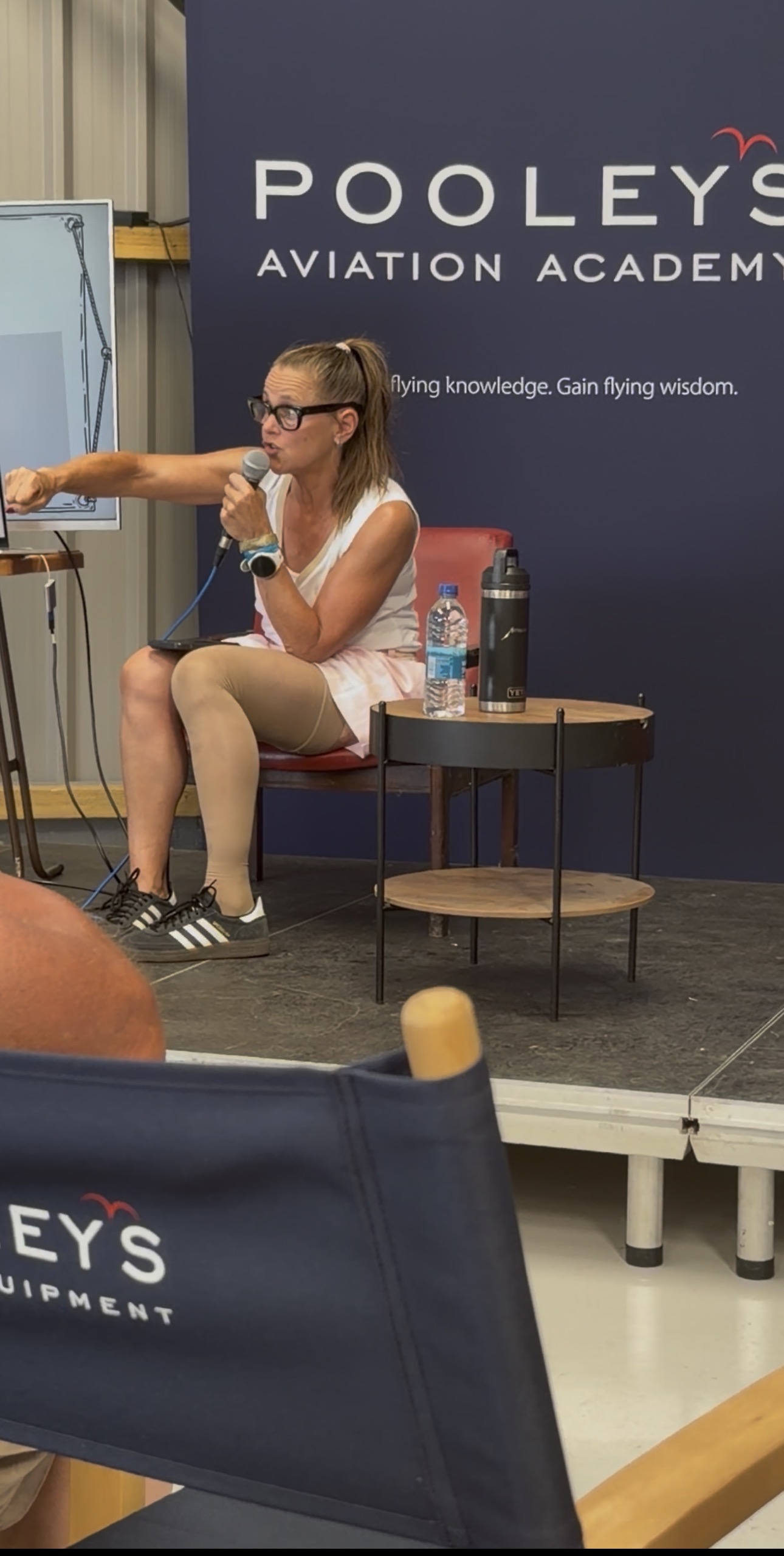 Alexandra speaking about human performance at an aviation event