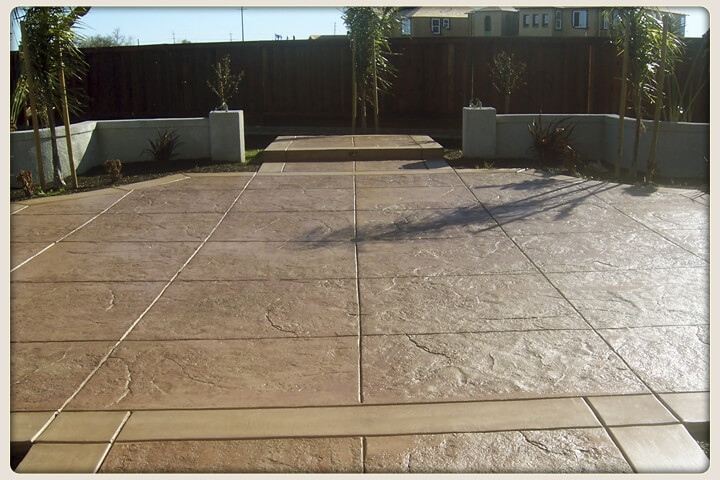 Beautifully crafted concrete patio in a modern backyard