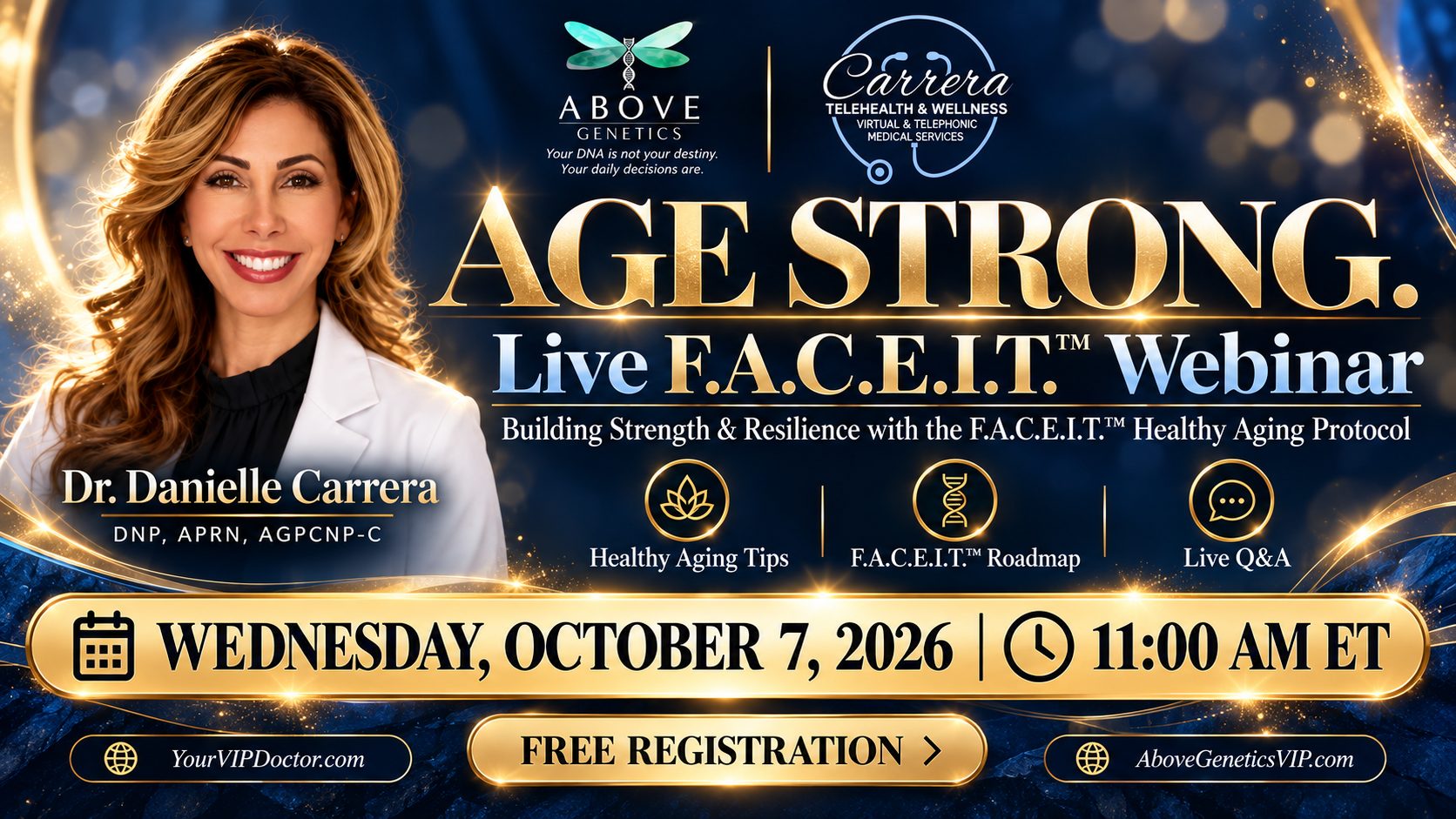 Age Strong Live F.A.C.E.I.T. Webinar with Dr. Danielle Carrera — Wednesday, October 7, 2026 at 11:00 AM ET