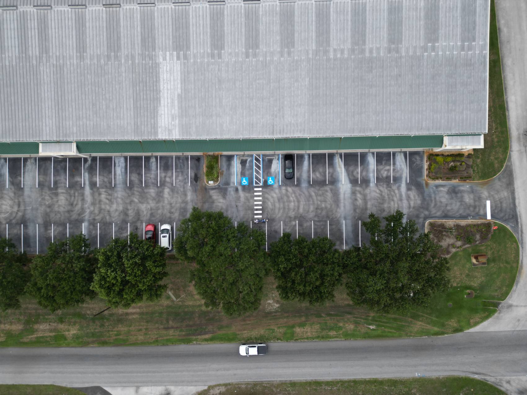 Crisp, freshly restriped parking lot after