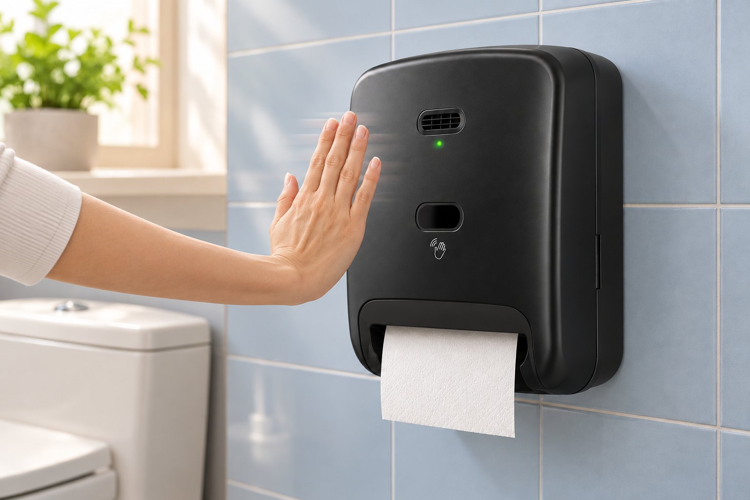 An upright hand waving across the Pure Roll sensor