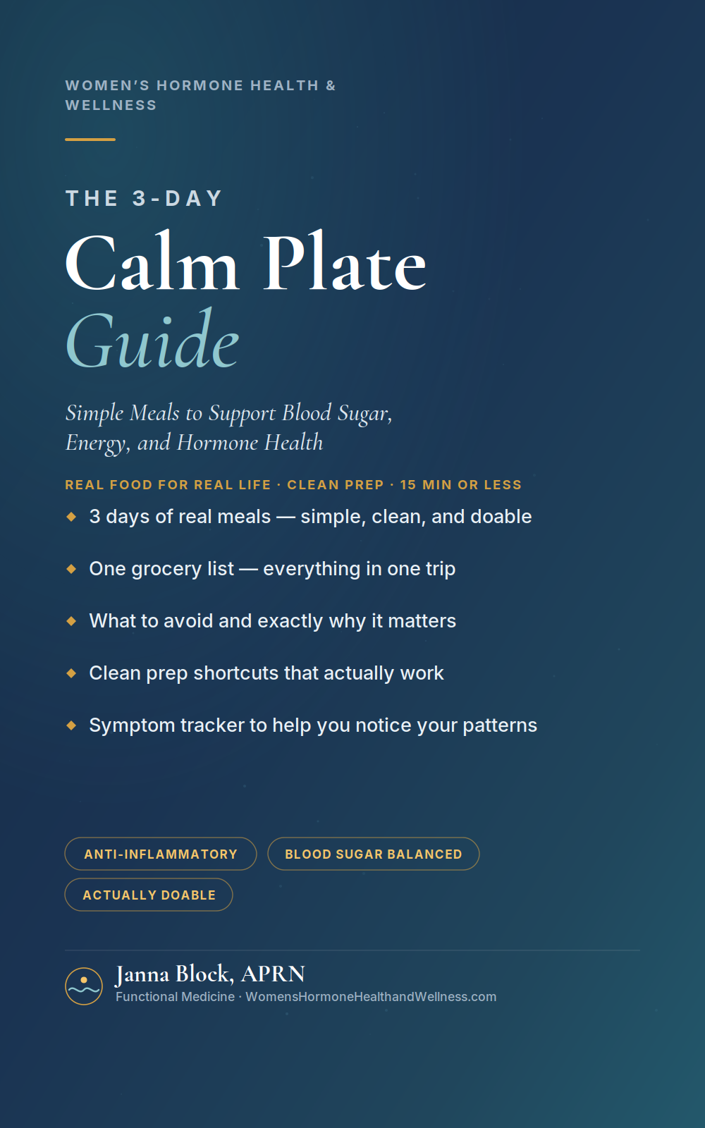 The 3-Day Calm Plate Guide by Janna Block, APRN — free with your quiz results