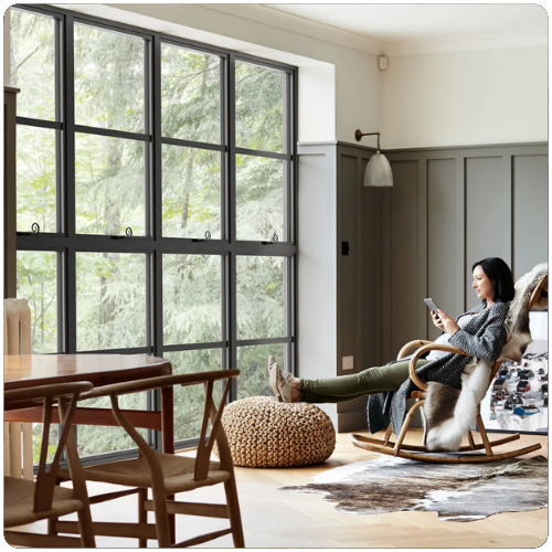 Steel-inspired heritage aluminium windows with slim sightlines and authentic glazing bars