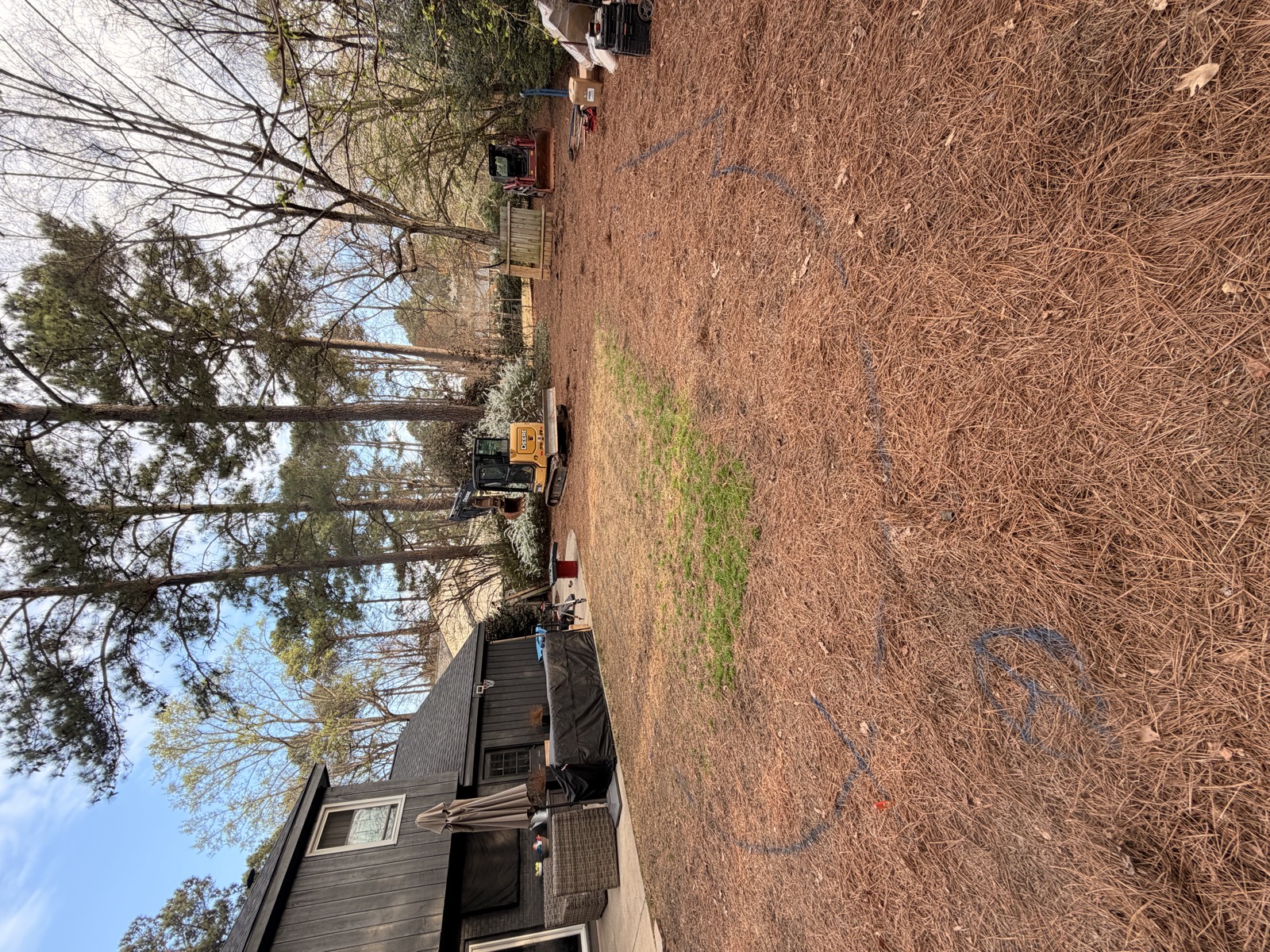Above ground pool site preparation and grading in Durham NC yard