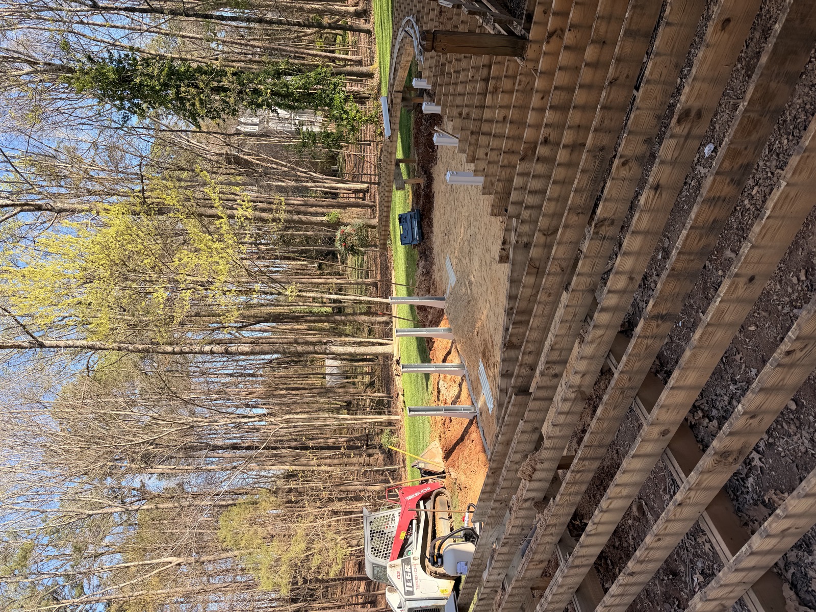 Above ground pool wall assembly in Durham NC during installation