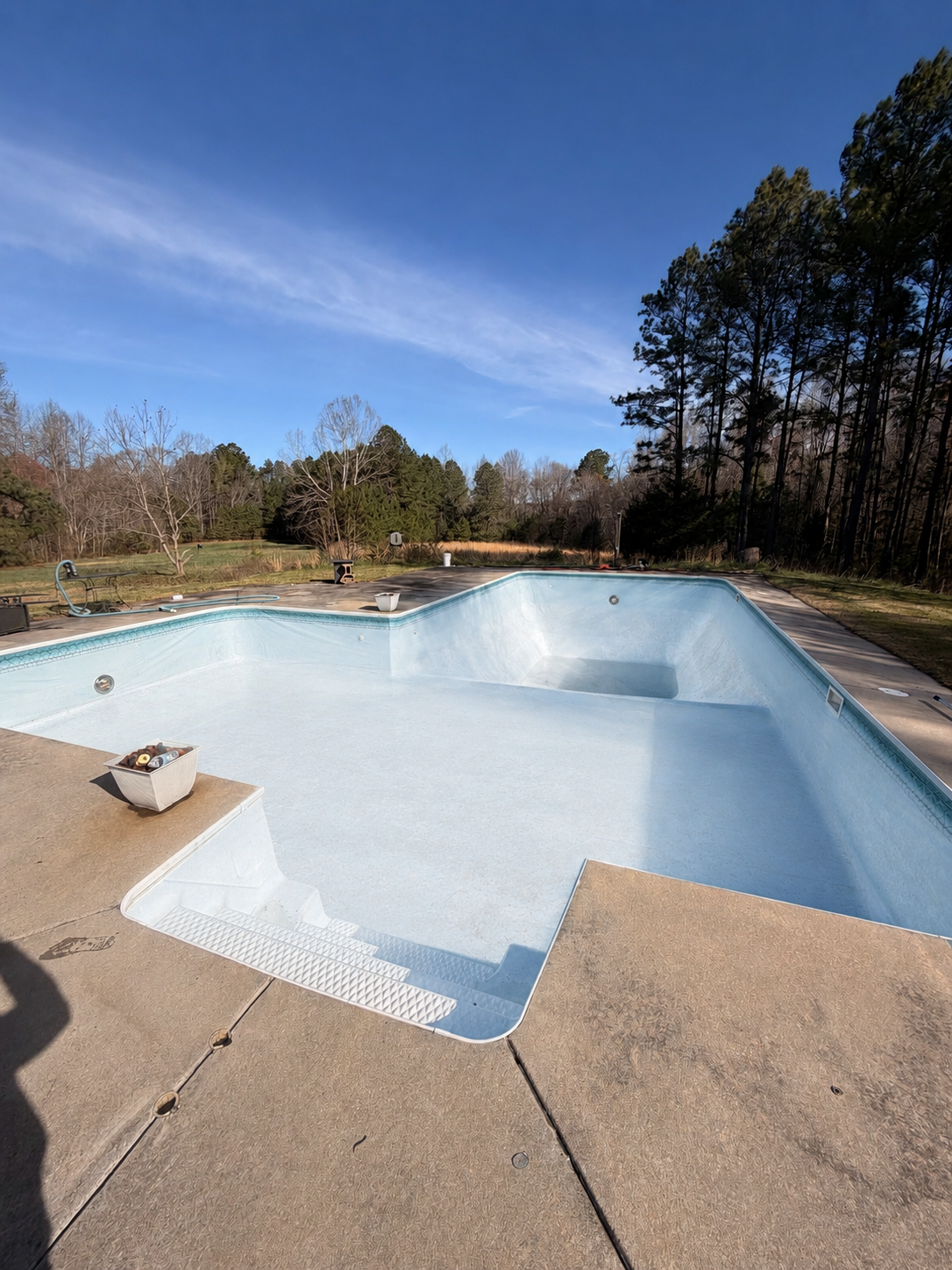 Pool acid wash in Durham NC clean plaster pool surface after acid wash treatment