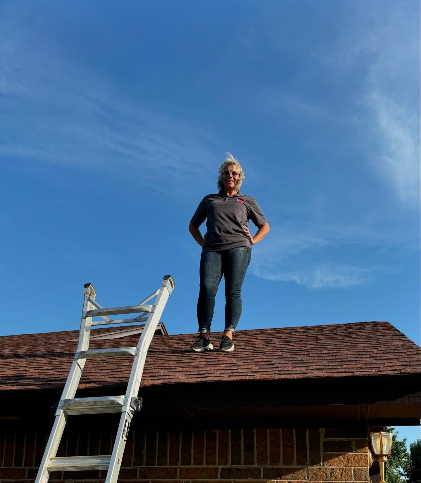 Teresa on a roof inspection