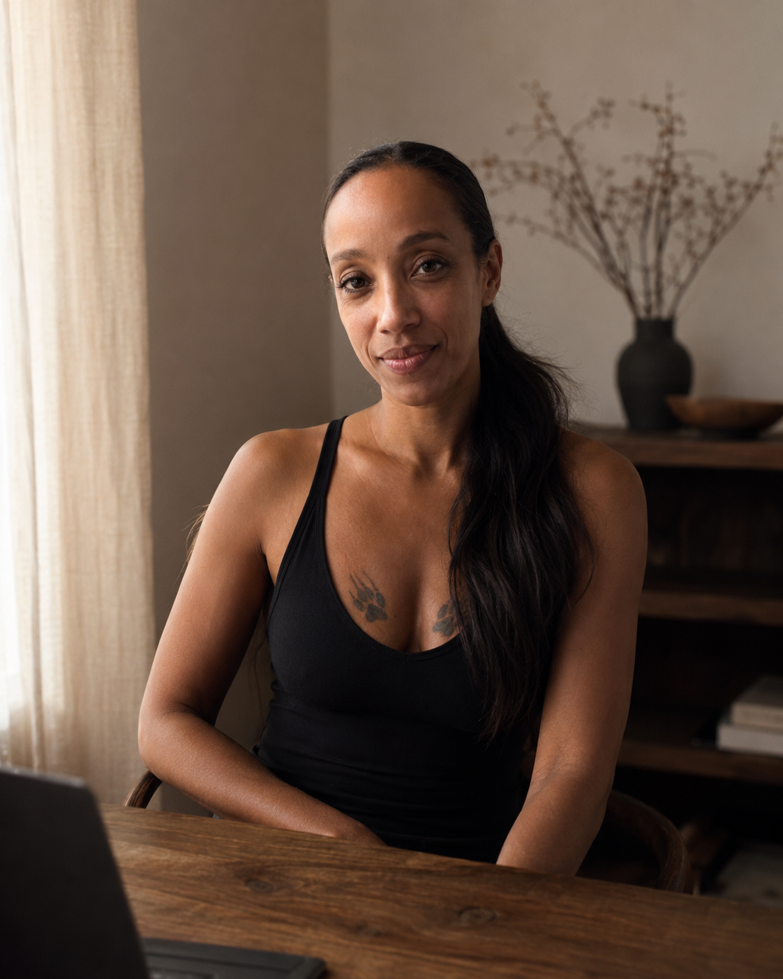 Catie, founder of MotherForm, in a calm direct editorial portrait