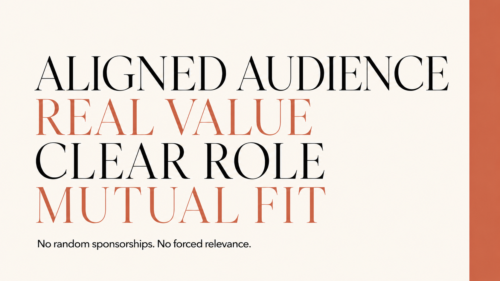 MotherForm partnership principles: aligned audience, real value, clear role, mutual fit