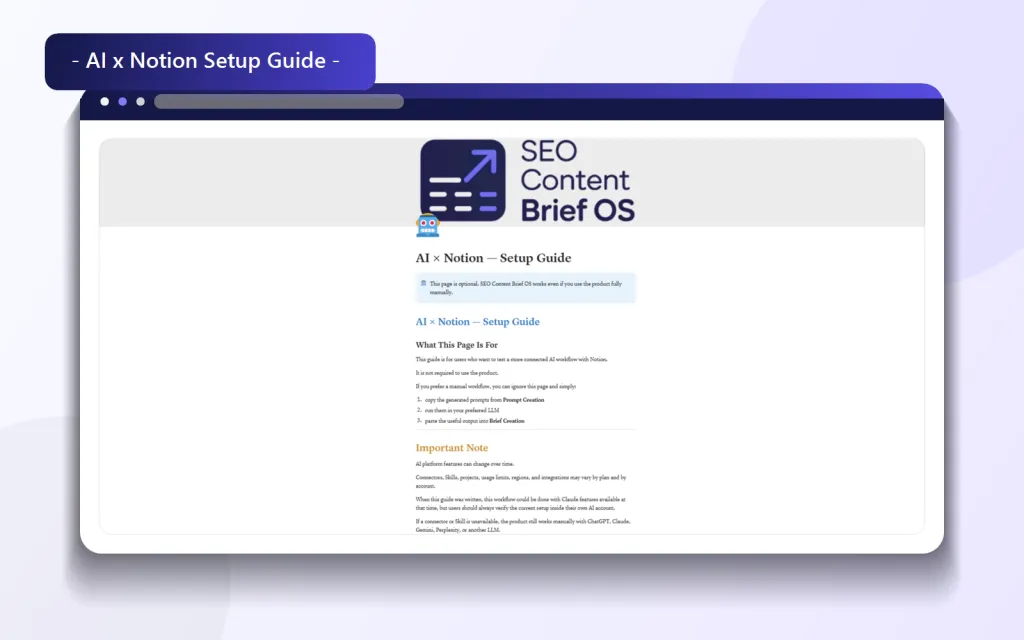 AI x Notion Setup inside the SEO brief OS