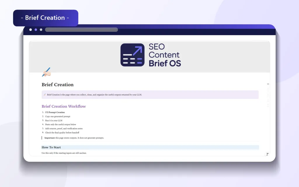 Brief Creation inside the SEO brief OS