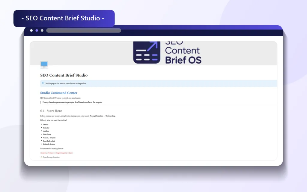 SEO Content Brief Studio inside the SEO brief OS