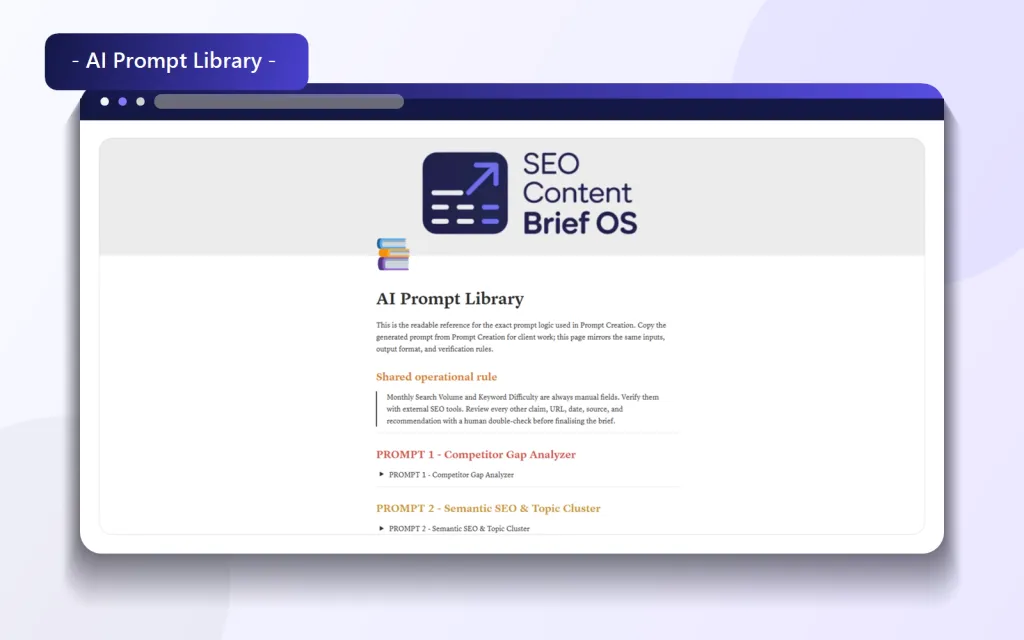 Onboarding inside the SEO brief OS
