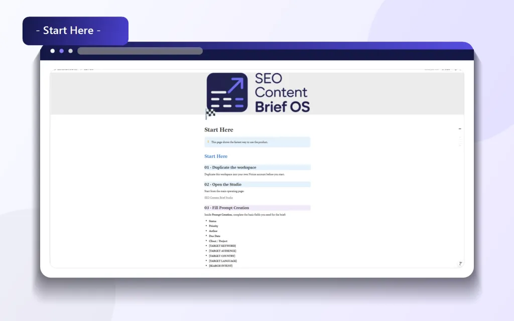 Content Brief Database Notion template