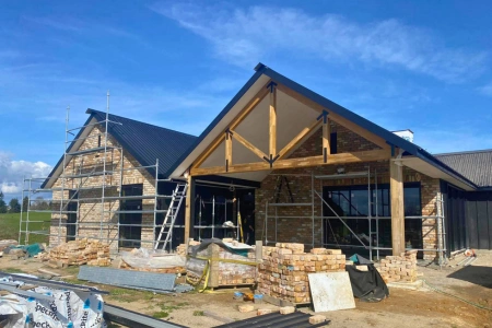 Brick veneer installation on residential home in Hamilton by Doug Hodge Bricklaying experts