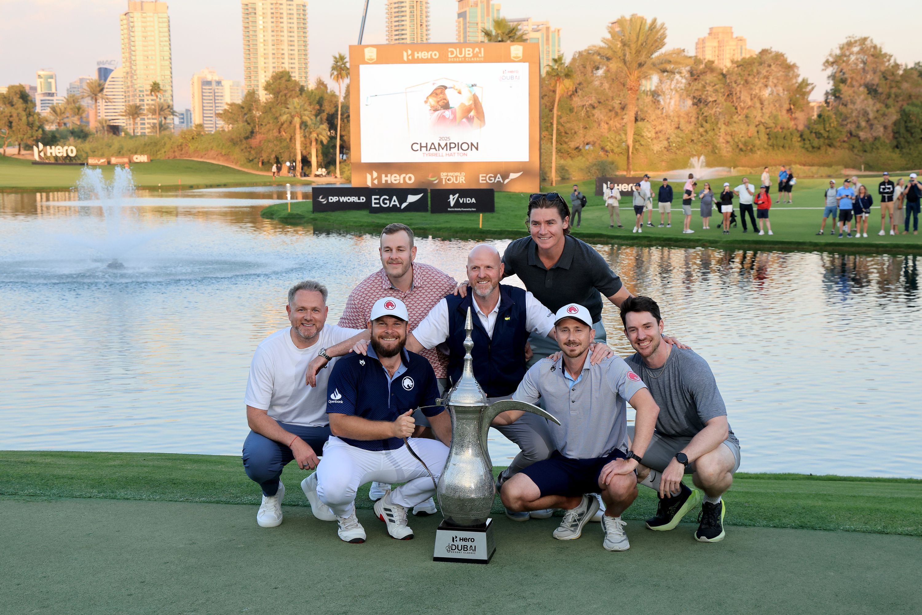 Celebrating the Dubai Desert Classic win