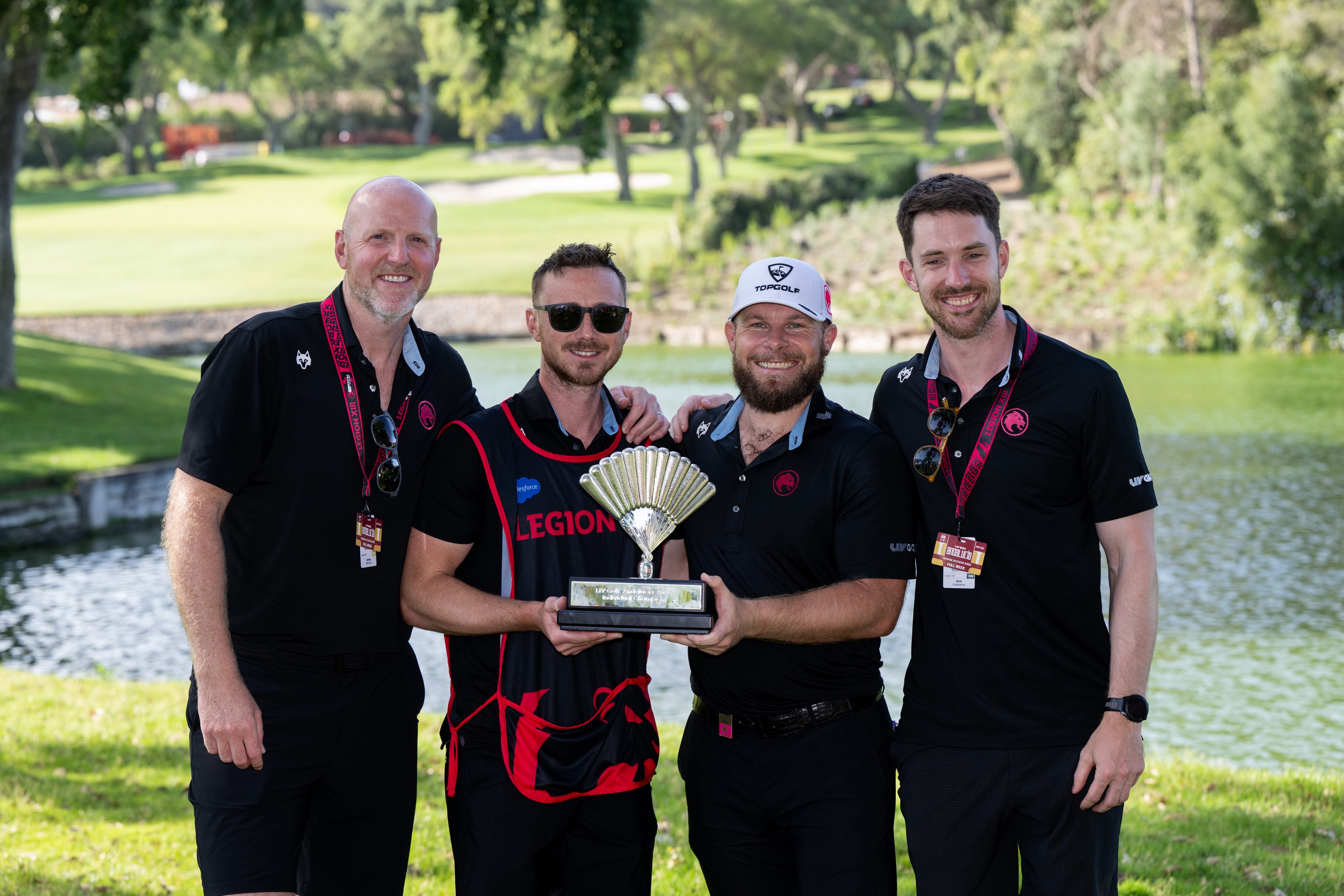 Neil with Tyrrell Hatton and the team at Valderrama