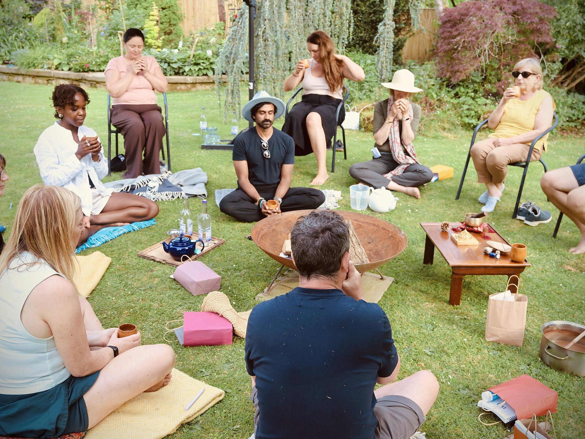 Neel leading a group session outdoors