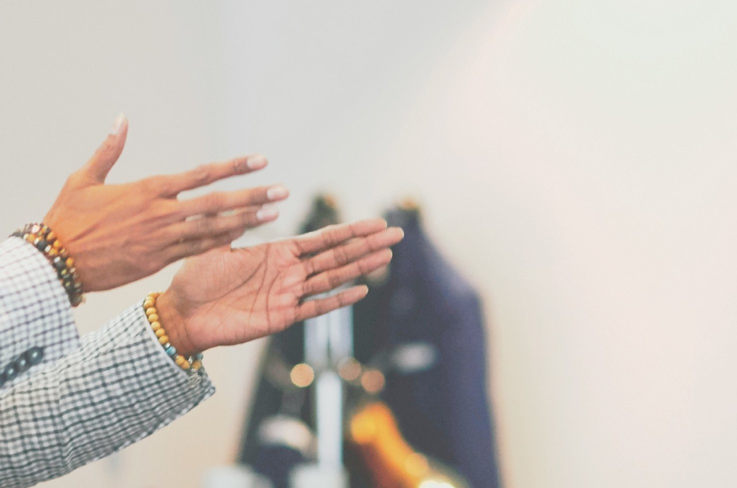 Dr Neel Reddy&rsquo;s hands, mid-conversation
