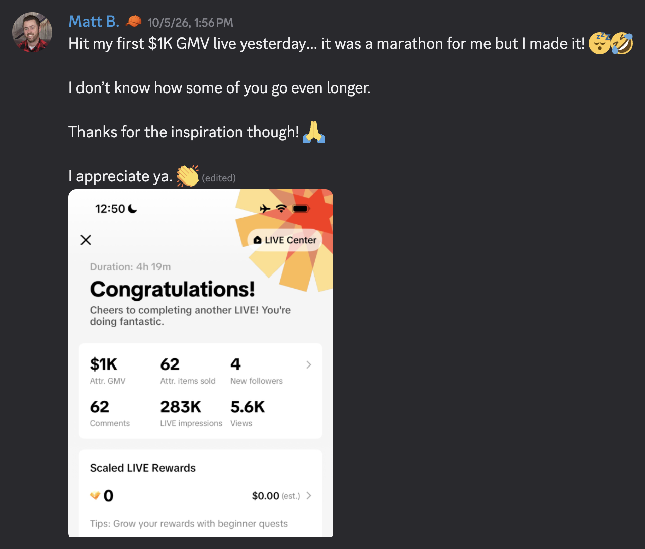 Matt B. results