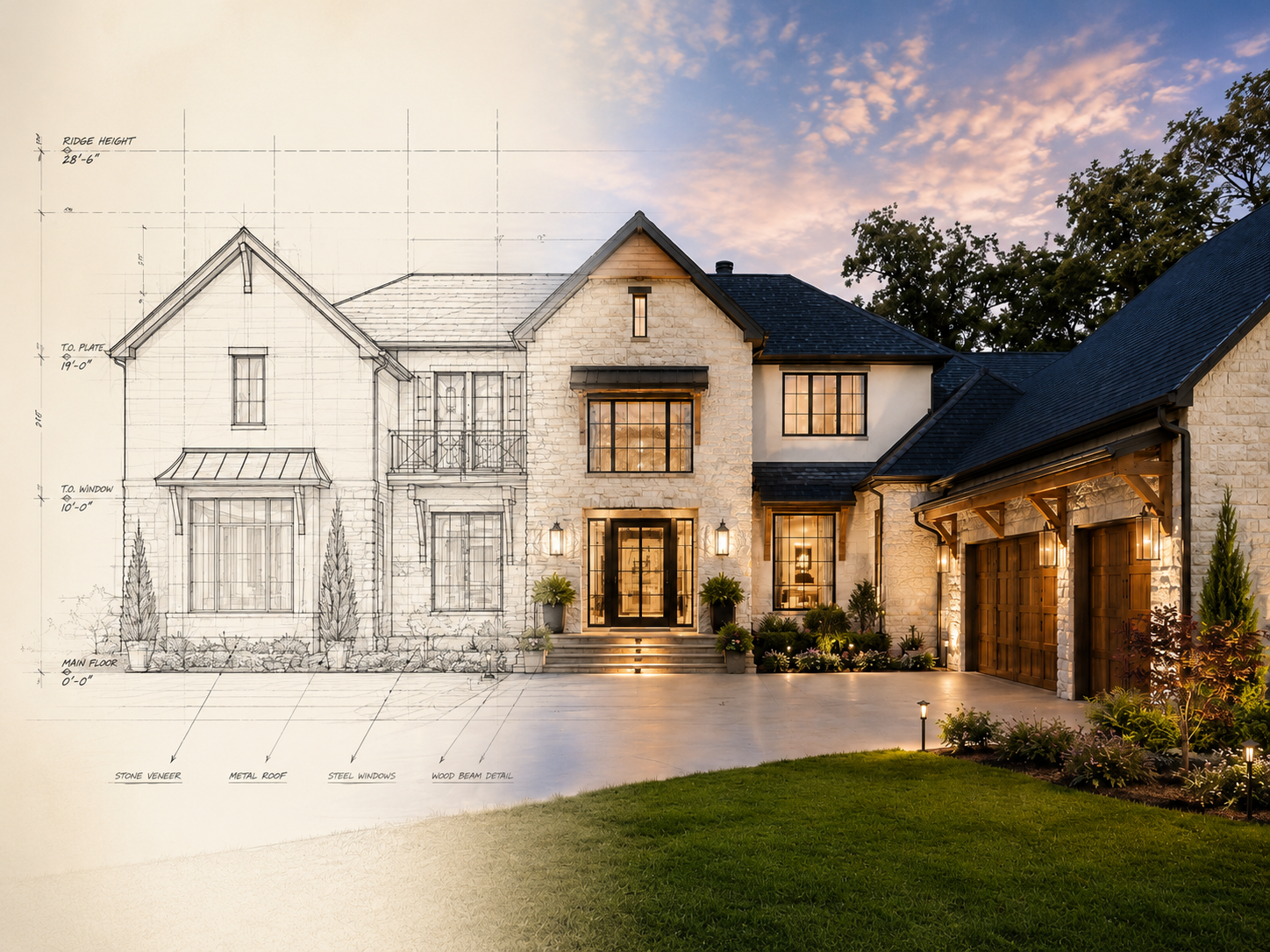 Custom home in The Woodlands area surrounded by mature trees and neighborhood landscaping