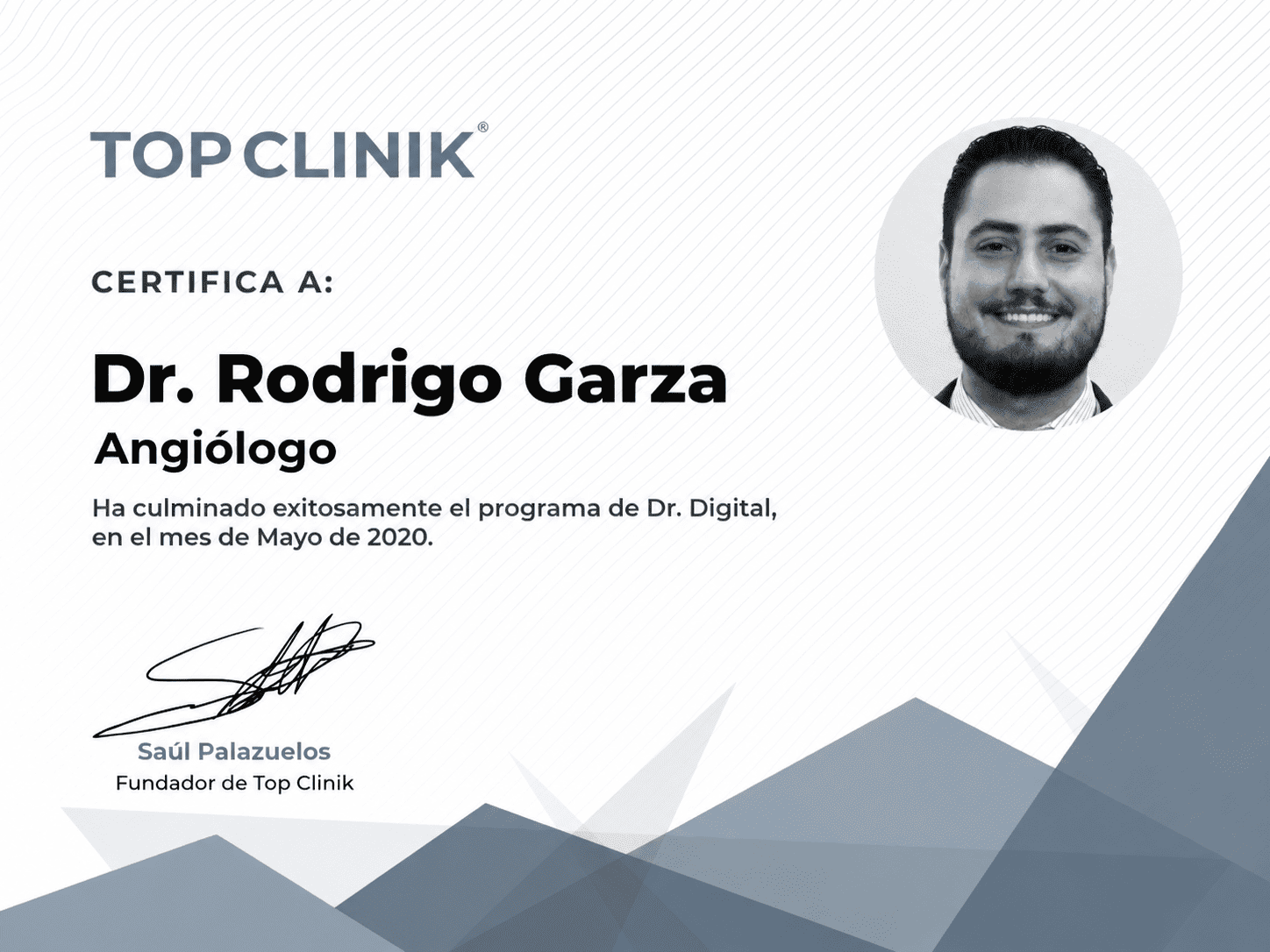 Constancia TOP CLINIK® para Angiología
