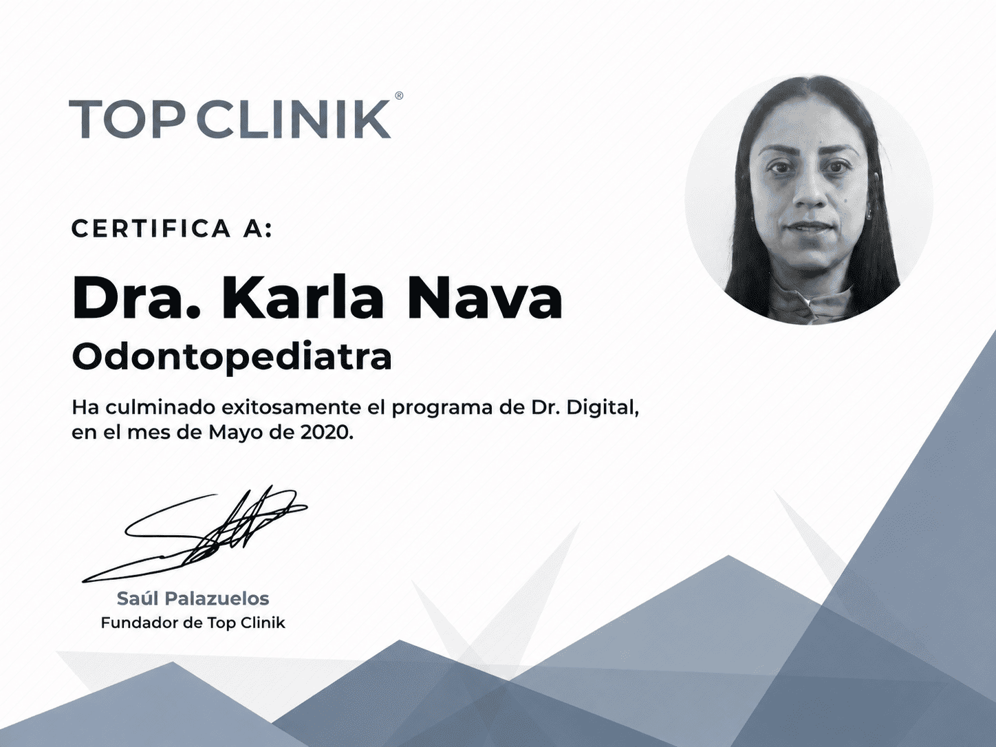 Constancia TOP CLINIK® para Odontopediatría