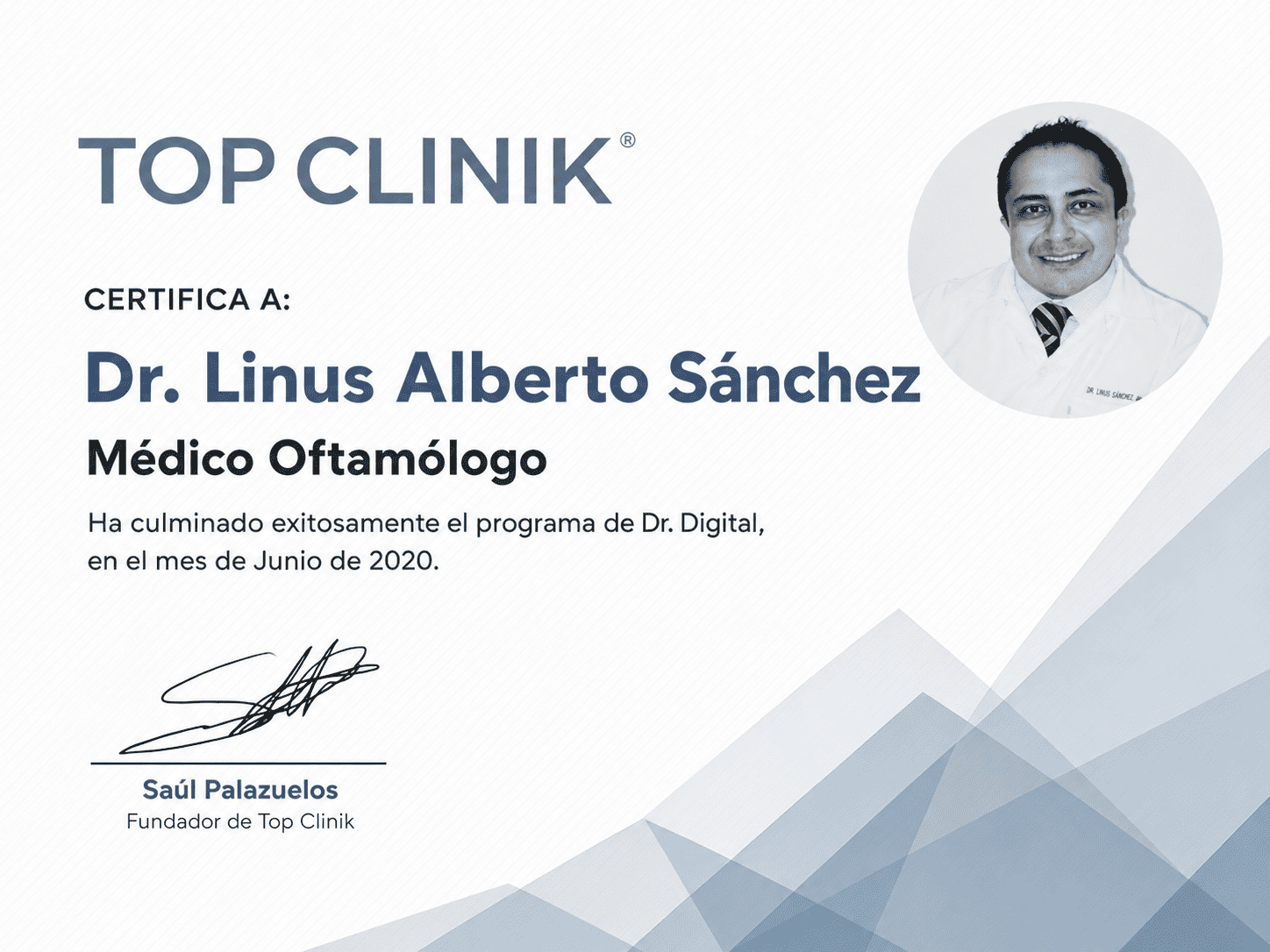 Constancia TOP CLINIK® para Oftalmología