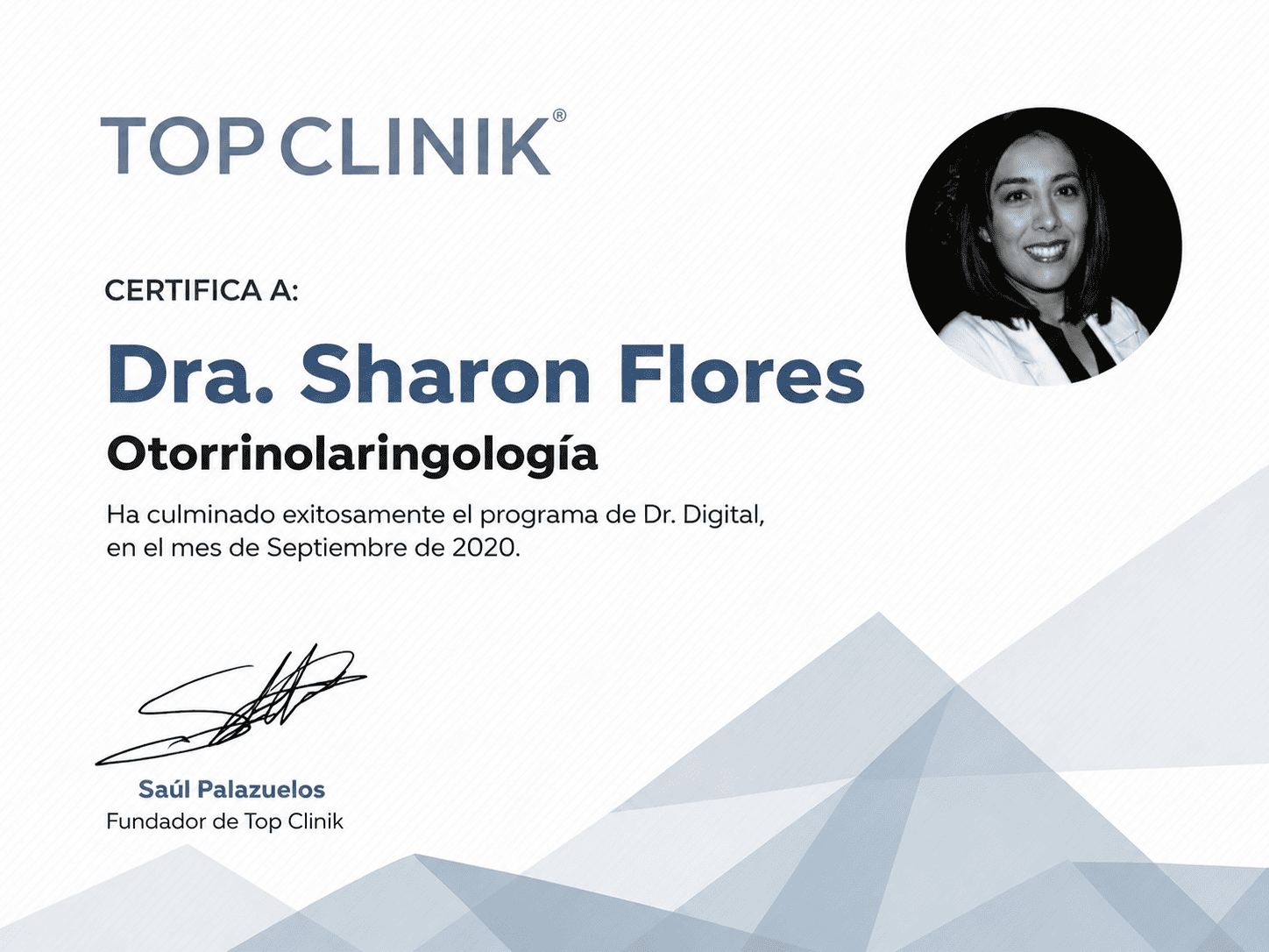 Constancia TOP CLINIK® Otorrinolaringología