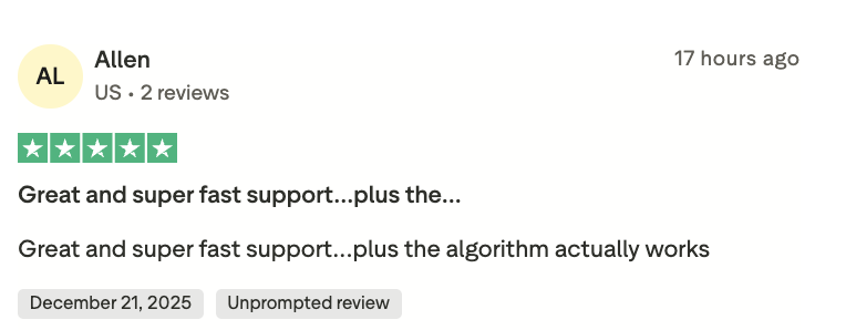 Trust badge showing Algo Alpha webinar registration