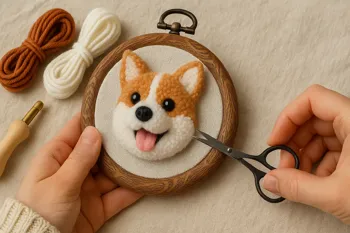Punch needle dog portrait