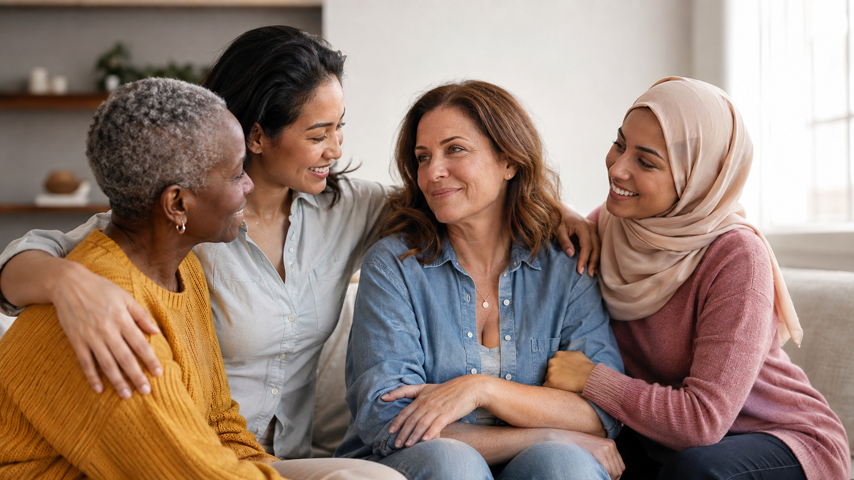 Diverse group of women supporting one another