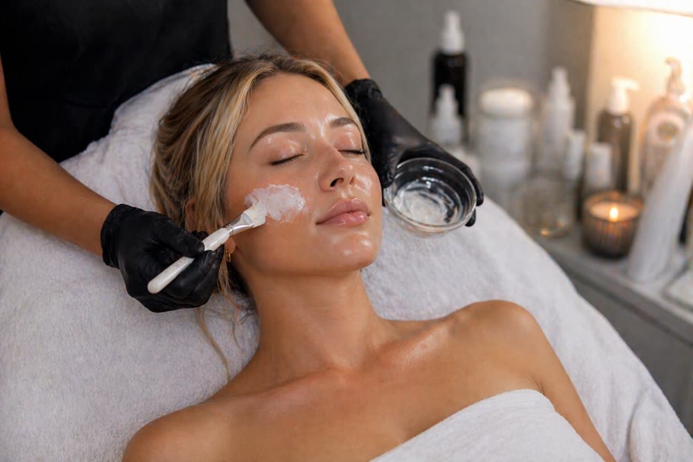 Master esthetician performing an advanced facial treatment
