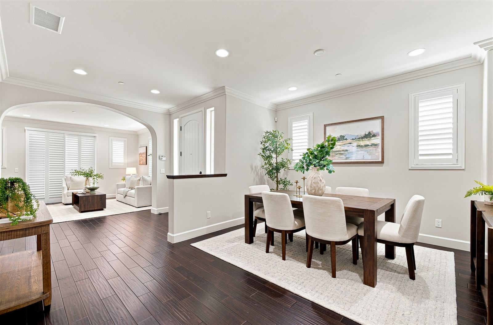 Open living and dining room