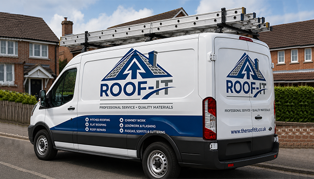 Roof-It van parked outside a Warrington home