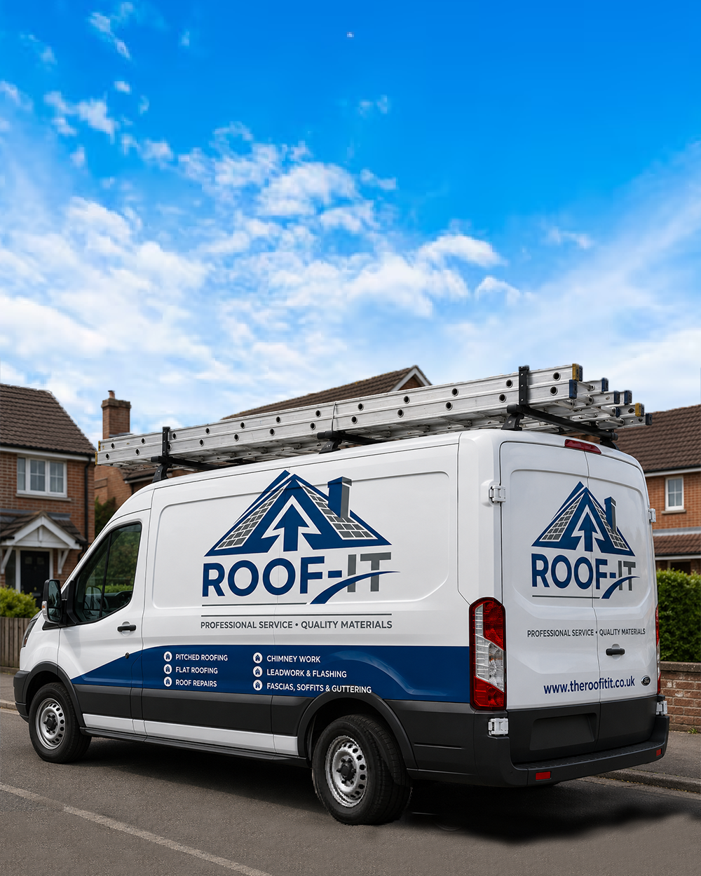 Roof-It van parked outside a Warrington home
