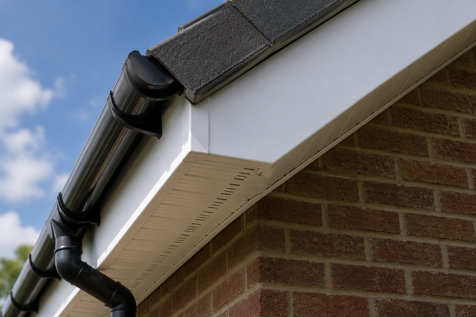Roofline fascia and guttering detail