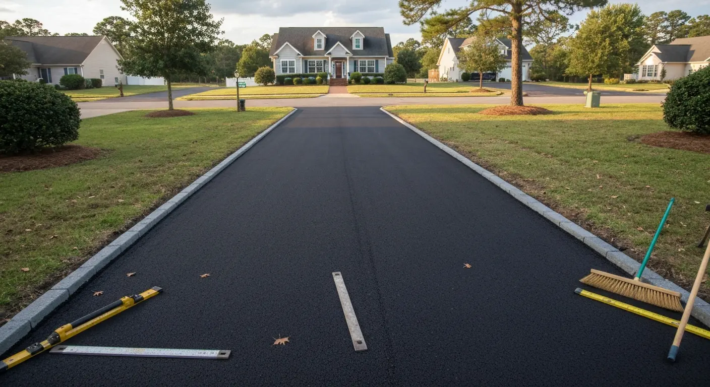 Residential driveway asphalt paving